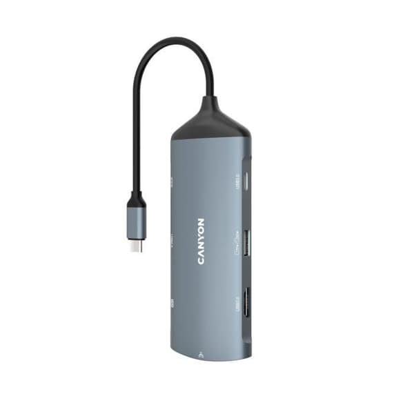 USB-hubb - CANYON - DS-15 - 5000 Mbit/s - HDMI - Gigabit Ethernet - Grå