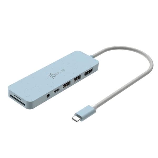 Multi-adapter - J5CREATE - JCD373EC-N - 2x USB 3.2 Typ-A - PD 100W - SD/microSD + jack