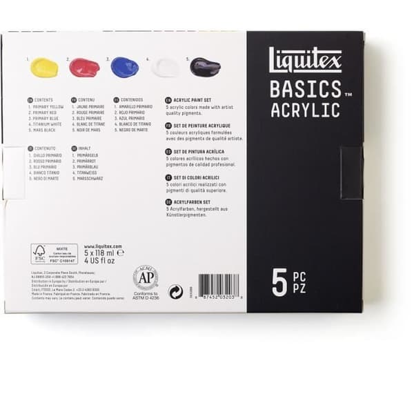 LIQUITEX Basics Akrylsortiment - 5 x 118 ml