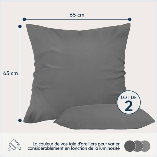 Mikrofiberkuddfodral - Dreamzie - 65x65 cm - 2-pack - Antracit - Oeko-Tex-certifierad