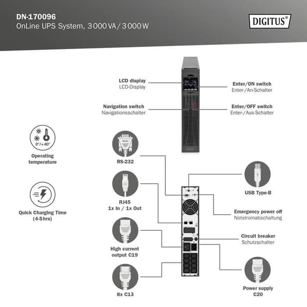 Digitus OnLine UPS-system, 3000 kVA - 3000 kW - 4016032474678