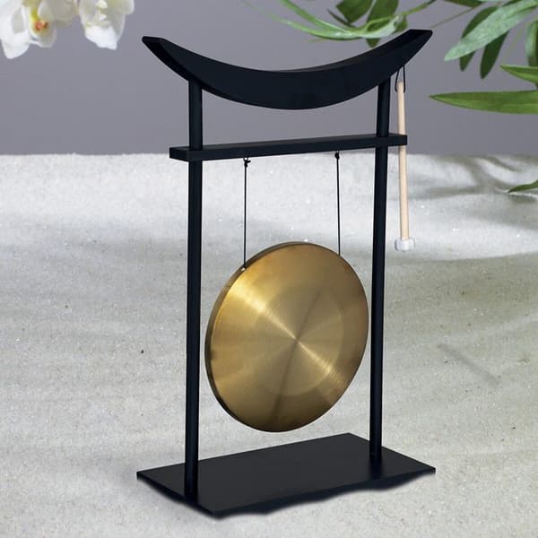 Gong Toa H.69,5cm metall och trä