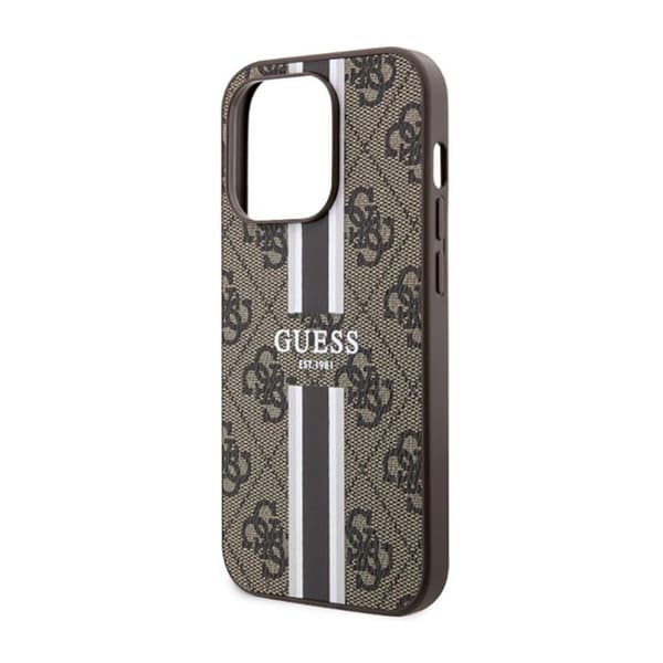 Mobilskal - Guess - iPhone 14 Pro - Brun - Ränder - Kompatibel med MagSafe