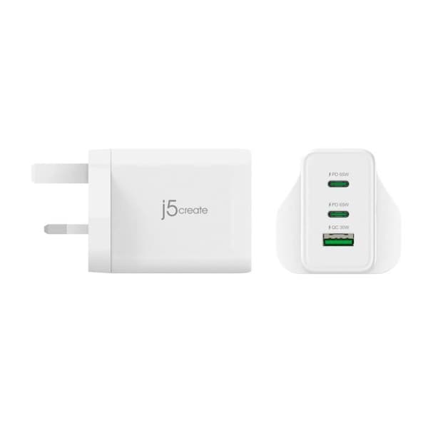j5create 65W GaN USB-C 3-portars laddare