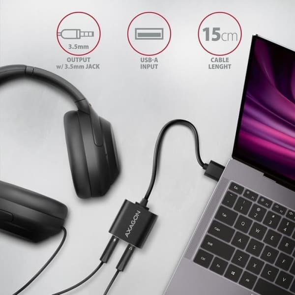 Ljudadapter - AXAGON - ADA-12 - USB 2.0 - Stereo - 15 cm