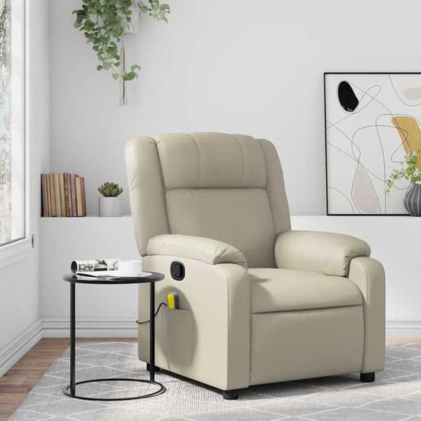 vidaXL massagefåtölj kräm konstläder 373530