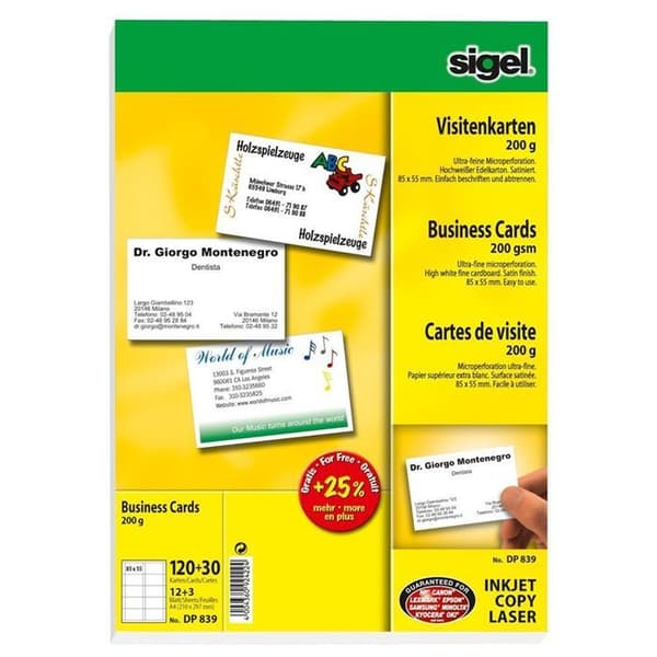 Sigel Visitkort x 150 ark