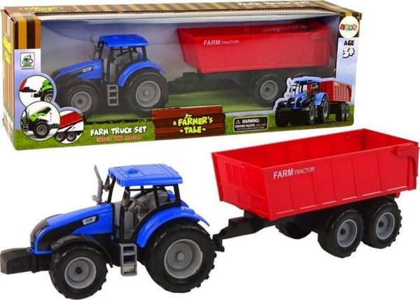 Jordbruksfordon - LEANTOYS - 15664 - Traktor med släp - Plast - Blå