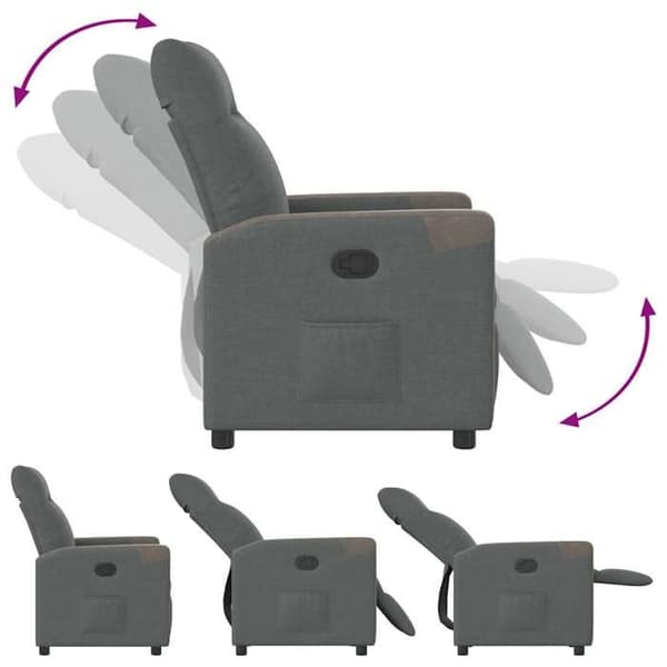 vidaXL Recliner Grått Tyg 4104840