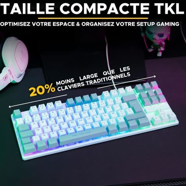 Clavier Gamer - The G-Lab - KEYZ CAESIUM - RGB - Vit & grå - TKL