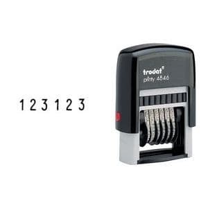 tryckt 4846 numreringsblock, 6 positioner, svart