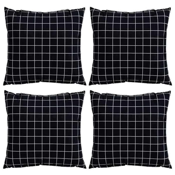 vidaXL Kuddar Spridda Rutor 4 st Svarta Rutor 50 x 50 cm 360397