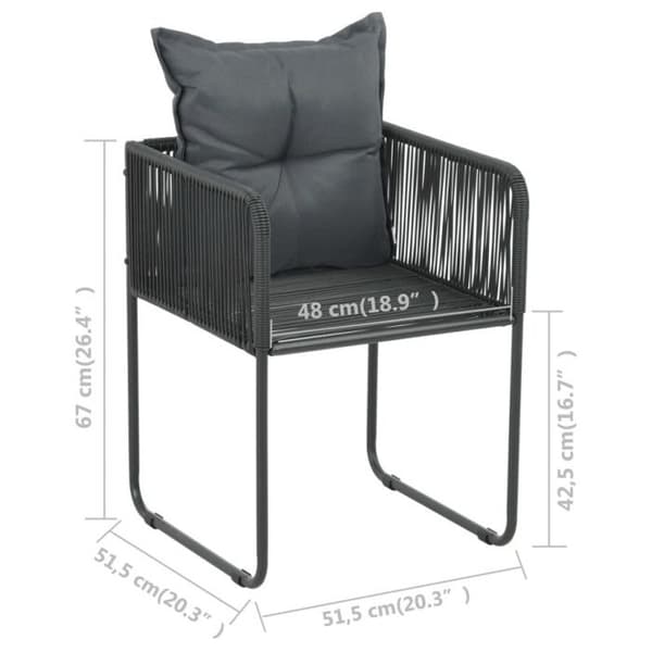 vidaXL Utestolar 2 st med Kuddar Poly Rotting Svart