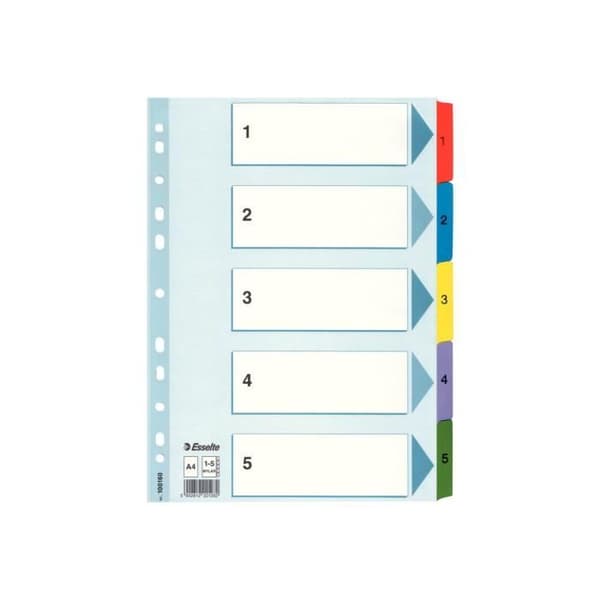 Esselte Avdelare 5 positioner 1-5 A4 flikar vit