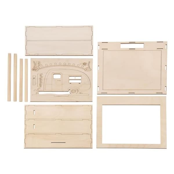 Kit Dekor - Träkaravane - 24 cm - Trä - Inomhus - Unisex