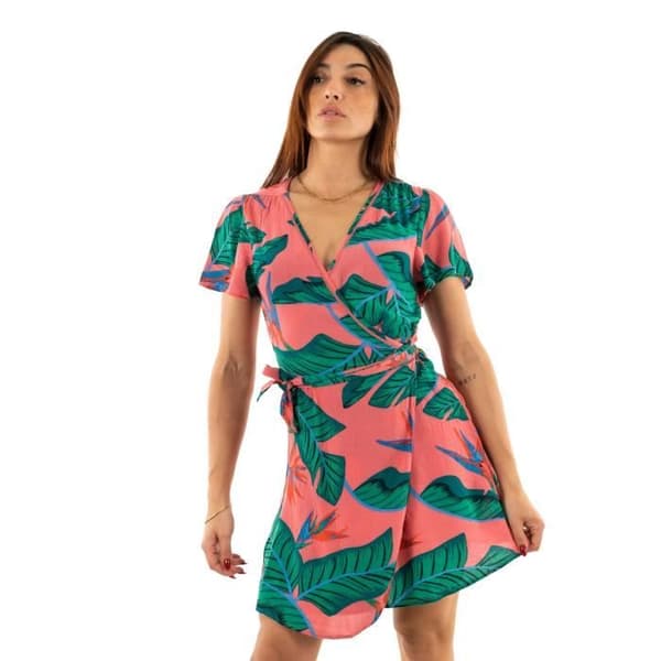 Superdry tryckt mini wrap klänning 2ko pink paradise