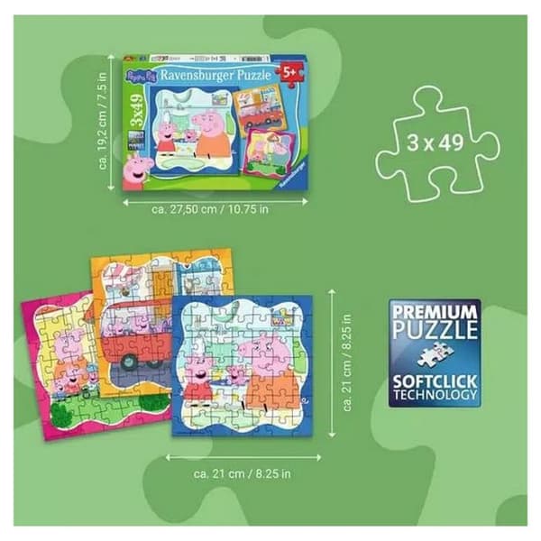Pussel 3x49 bitar Familjen först Peppa Pig