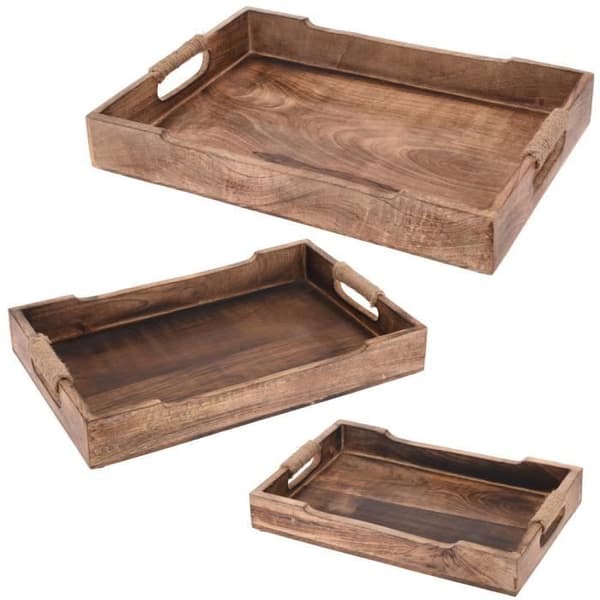 Set av brickor - EH EXCELLENT HOUSEWARE - 3-pack - Snöre - Brun - Frukost / kaffe