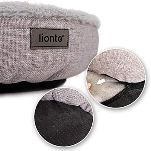 Hundkorg - LIONTO - Donutmodell - Grå - Liten - 55 cm Ø