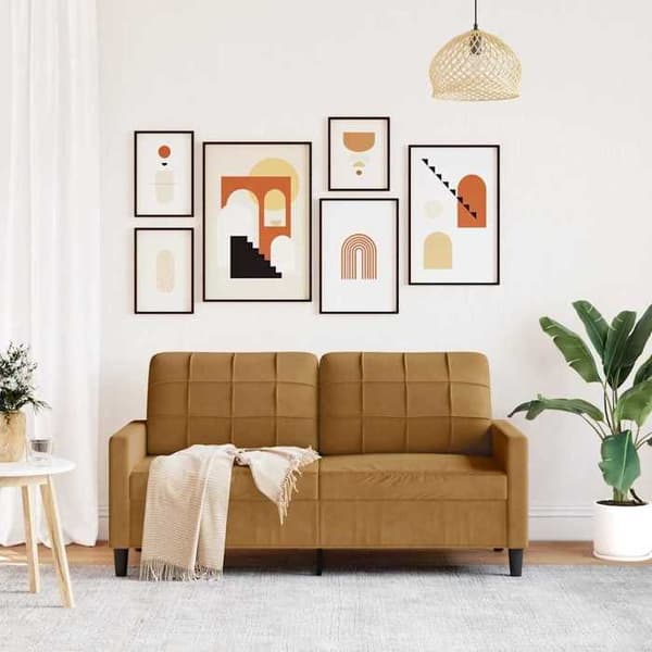 vidaXL 2-sitssoffa Brun 140 cm Sammet 4007631