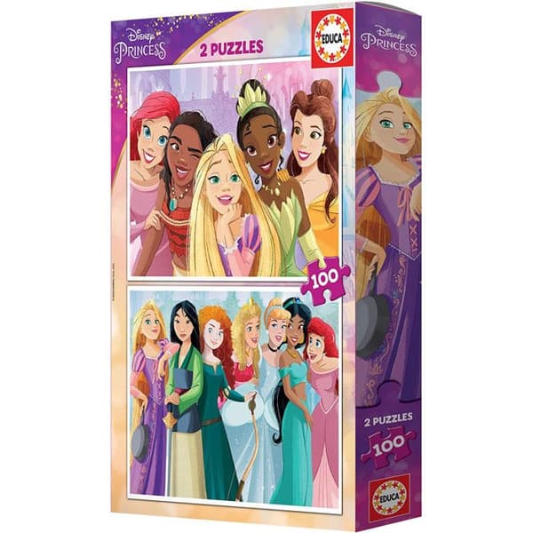 Pussel 2 x 100 bitar: Disney-prinsessor