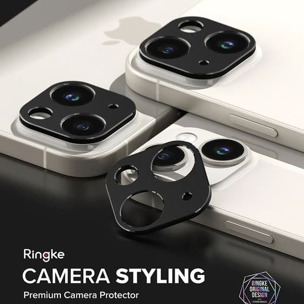 Härdat glas för iPhone 15 / 15 Plus Kamera Styling - Ringke - Svart