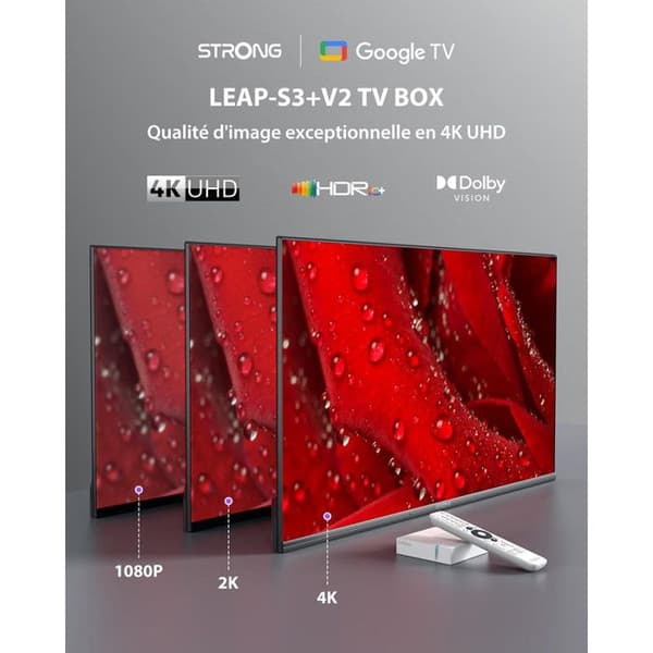 STRONG - LEAP-S3+V2 - Streaming Box Google TV 4K - Chromecast - Wifi - Bluetooth - Google Assistent - Dolby Atmos/Vision - HDR