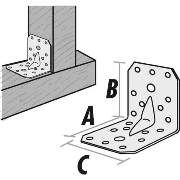 Förstärkt vinkel - 90 x 80 x 50 mm - Alberts
