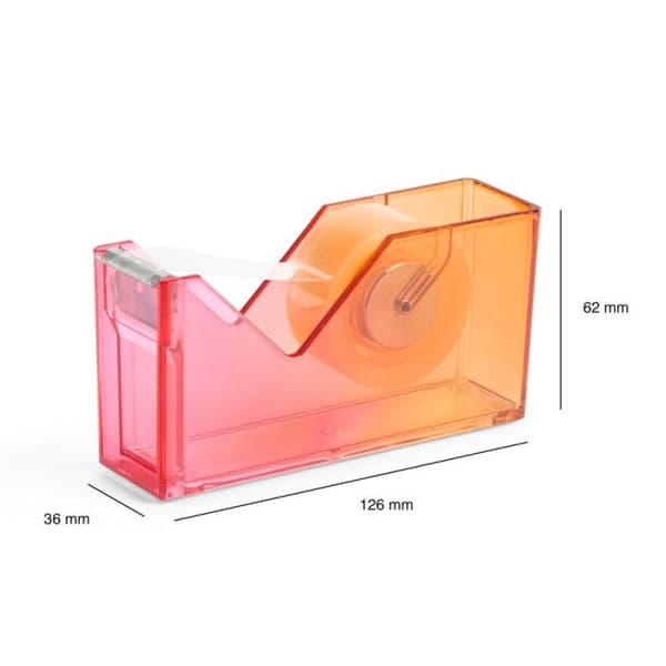 Tejpdispenser - Halvtransparent orange - Återfyllbar - Kontor - Miquelrius