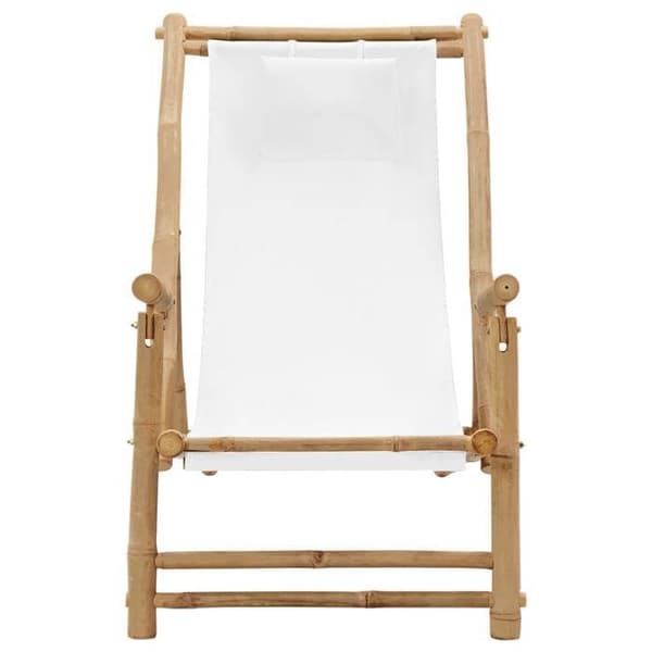 vidaXL terrassstol bambu och canvas krämvit 318594