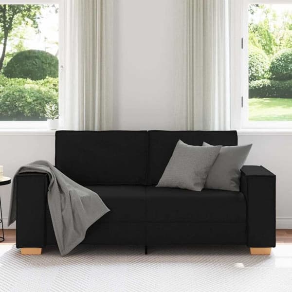 Soffa 2 platser Svart 140 cm Tyg