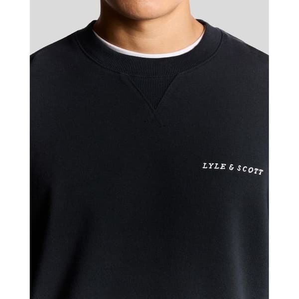 Lyle & Scott sweatshirt med rund hals och borstat tryck