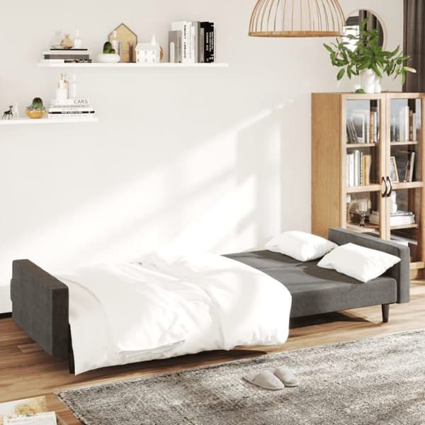 vidaXL 2-sits bäddsoffa mörkgrå sammet 375738