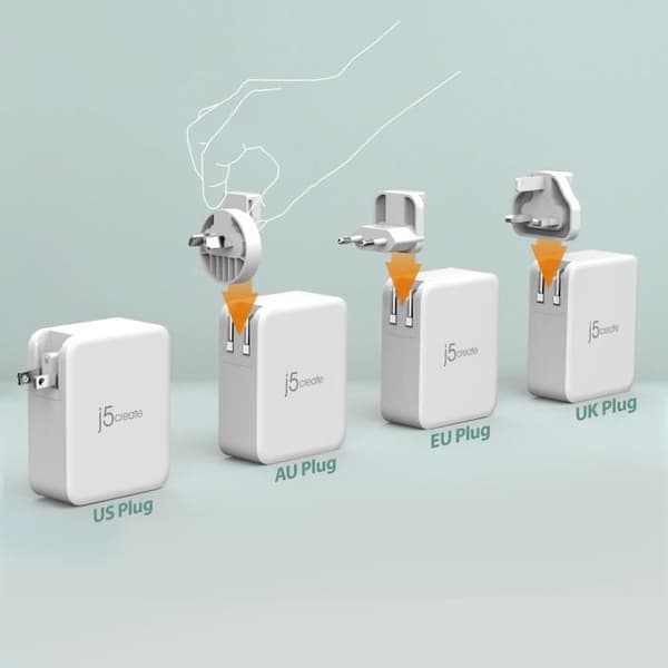 j5create 130W GaN USB-C 4-portars laddare