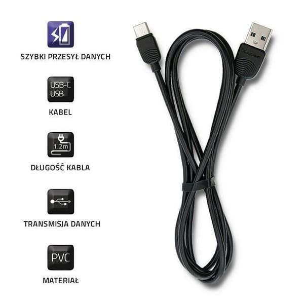 Qoltec USB-kabel 1,2 m USB 2.0 USB A USB C Svart - 50391