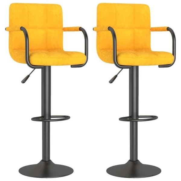 vidaXL Barstolar set om 2 senapsgul sammet 334666