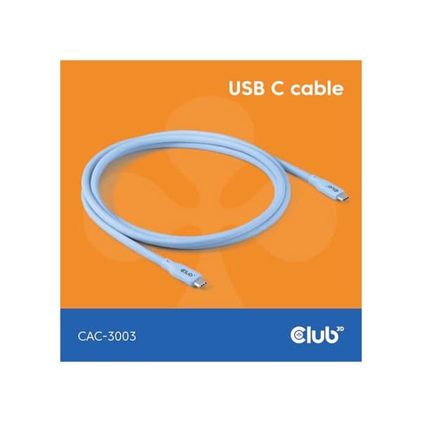USB-kabel - Club 3D - CAC-3003 - USB4 Gen 3x2 - 2 m - Blå
