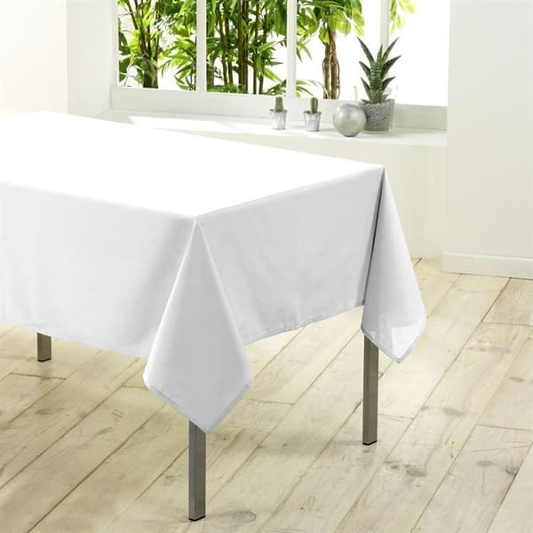 Enfärgad rektangulär duk i 200 cm ESSENTIEL vit