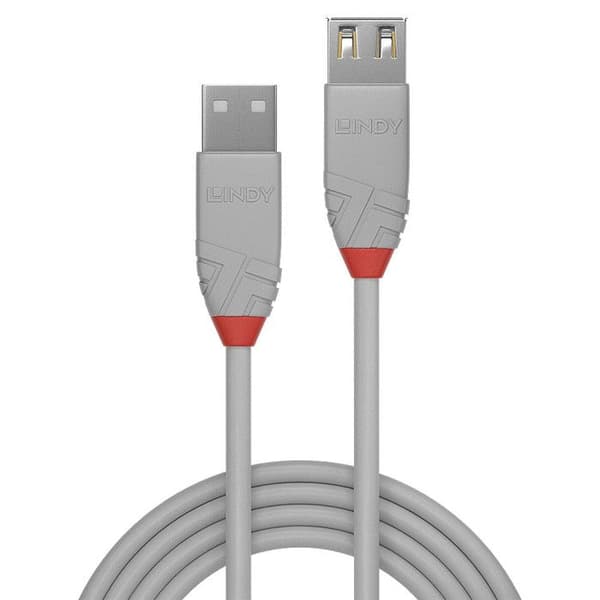 Professionell USB 2.0 typ A förlängningskabel - LINDY - Anthra Line - 2m - Grå