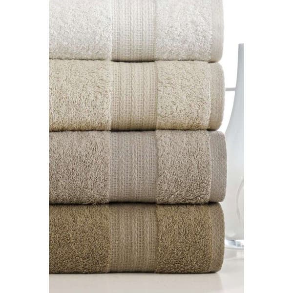 Set med 4 handdukar - 50 x 85 cm - Brun