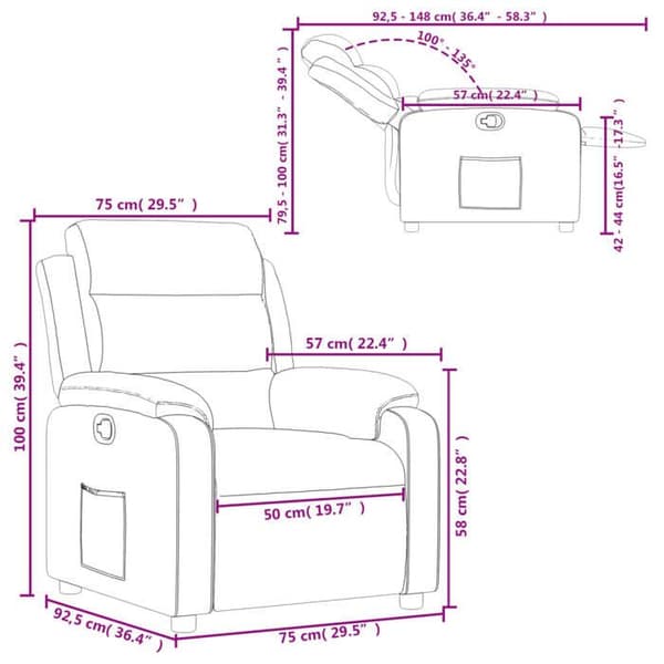 vidaXL Gul sammet recliner 373507
