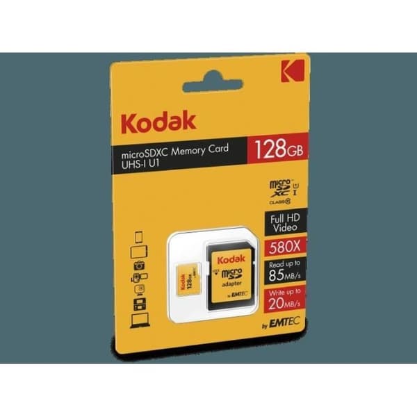 KODAK Class10 U1 microSDHC minneskort - 128 GB - Med adapter