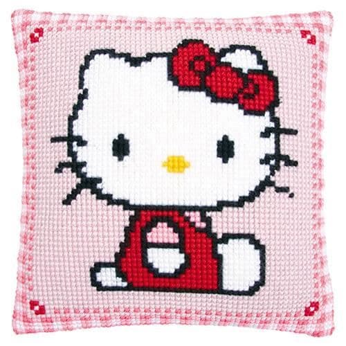 Vervaco Kit kudde broderi Hello Kitty 40 x 40 cm - Rosa