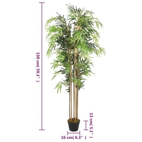 vidaXL konstgjord bambu 1095 blad 150 cm Grön 358986