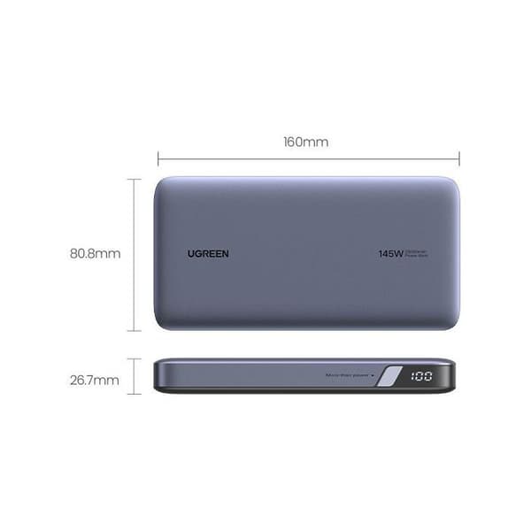 Externbatteri - UGREEN - 25,000 mAh - 145W - Grå