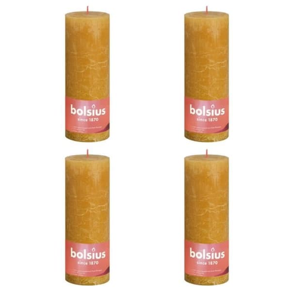 Bolsius Rustika pelarljus 4 st 190x68 mm Gul honungskaka