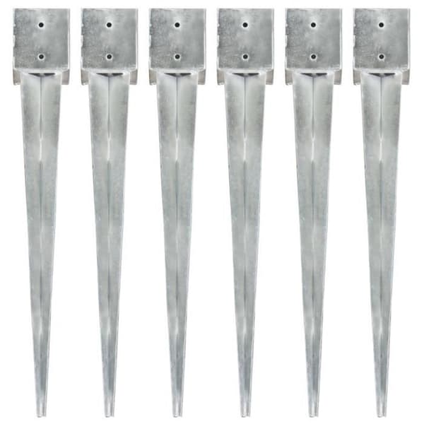 vidaXL Ground Stakes 6 st Silver 12x12x89 cm Galvaniserat stål
