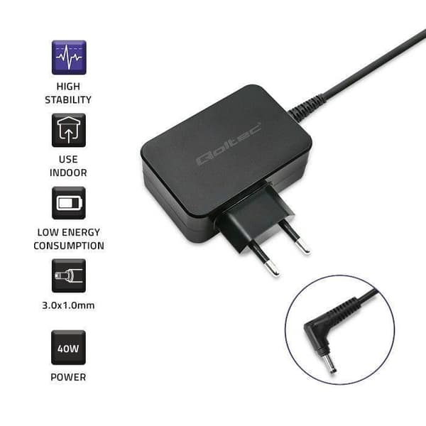 Nätdel - QOLTEC - 40W - 19V - 2.1A - 3.0x1.0