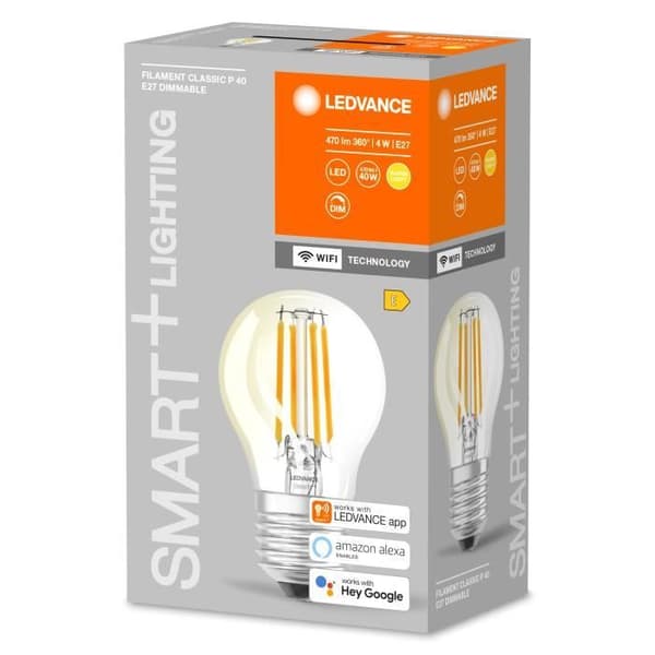LED-lampa - LEDVANCE - Klassisk miniboll - 4W - Varmvit - E27 - WiFi