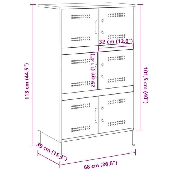 vidaXL Buffé hög antracit 68x39x113 cm stål 842960